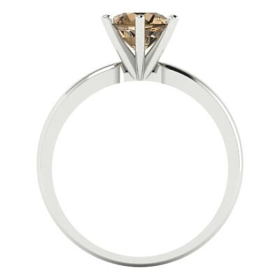 Pre-owned Pucci 1ct Round Cut Simulated Champagne Stone Wedding Promise Ring 14k White Gold