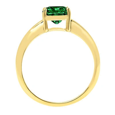 Pre-owned Pucci 2.5ct Cushion Cut Simulated Emerald Stone Wedding Promise Ring 14k Yellow Gold