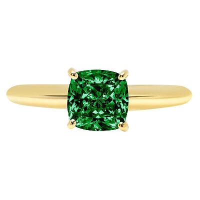 Pre-owned Pucci 2.5ct Cushion Cut Simulated Emerald Stone Wedding Promise Ring 14k Yellow Gold