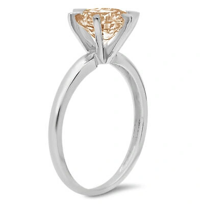 Pre-owned Pucci 1ct Round Cut Simulated Champagne Stone Wedding Promise Ring 14k White Gold