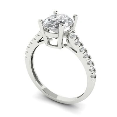Pre-owned Pucci 2.71ct Oval Cut Moissanite Classic Bridal Statement Designer Ring 14k White Gold In White/colorless