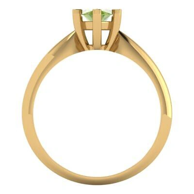 Pre-owned Pucci 1 Ct Marquise Designer Statement Bridal Classic Peridot Ring 14k Yellow Gold