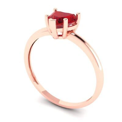 Pre-owned Pucci 1 Ct Heart Cut Designer Statement Bridal Classic Ruby Ring Solid 14k Pink Gold In Red