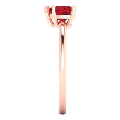 Pre-owned Pucci 1 Ct Heart Cut Designer Statement Bridal Classic Ruby Ring Solid 14k Pink Gold In Red