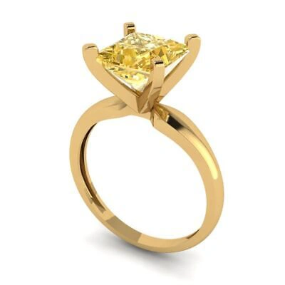 Pre-owned Pucci 2.5ct Princess Cut Yellow Simulated Engagement Promise Ring 14k Yellow Gold