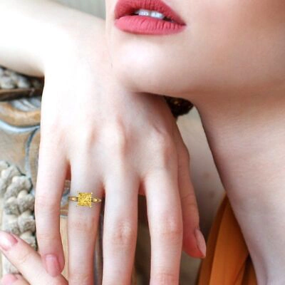 Pre-owned Pucci 2.5ct Princess Cut Yellow Simulated Engagement Promise Ring 14k Yellow Gold