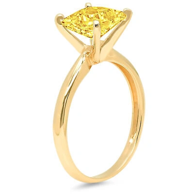 Pre-owned Pucci 2.5ct Princess Cut Yellow Simulated Engagement Promise Ring 14k Yellow Gold