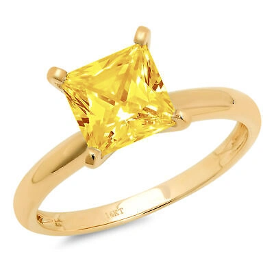 Pre-owned Pucci 2.5ct Princess Cut Yellow Simulated Engagement Promise Ring 14k Yellow Gold
