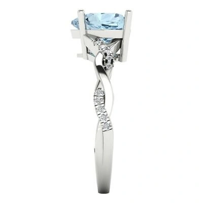 Pre-owned Pucci 2.19 Ct Heart Twisted Halo Sky Blue Topaz Promise Wedding Ring 14k White Gold