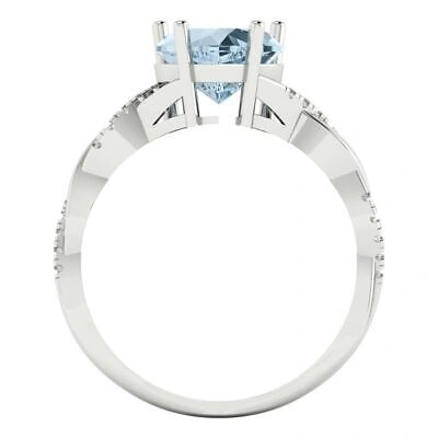 Pre-owned Pucci 2.19 Ct Heart Twisted Halo Sky Blue Topaz Promise Wedding Ring 14k White Gold