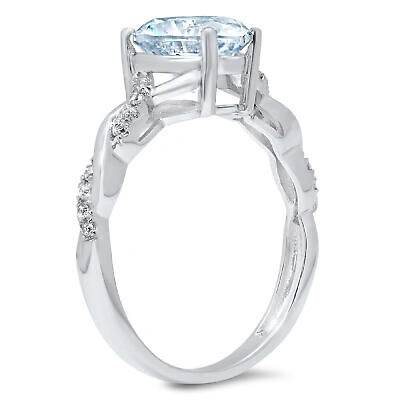 Pre-owned Pucci 2.19 Ct Heart Twisted Halo Sky Blue Topaz Promise Wedding Ring 14k White Gold