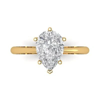 Pre-owned Pucci 2.5 Ct Pear Designer Statement Bridal Classic Ring 14k Yellow Gold Moissanite