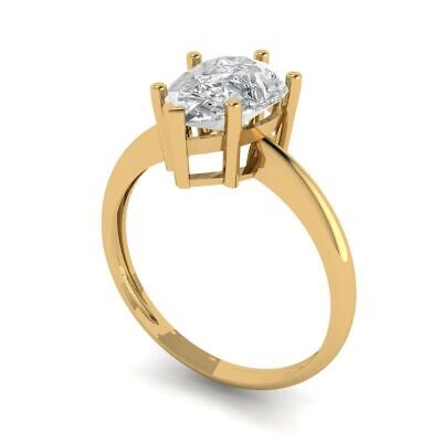 Pre-owned Pucci 2.5 Ct Pear Designer Statement Bridal Classic Ring 14k Yellow Gold Moissanite