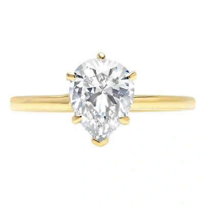 Pre-owned Pucci 2.5 Ct Pear Designer Statement Bridal Classic Ring 14k Yellow Gold Moissanite