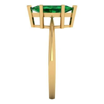 Pre-owned Pucci 1.5 Marquise Cut Designer Statement Simulated Emerald Ring Solid 14k Yellow Gold