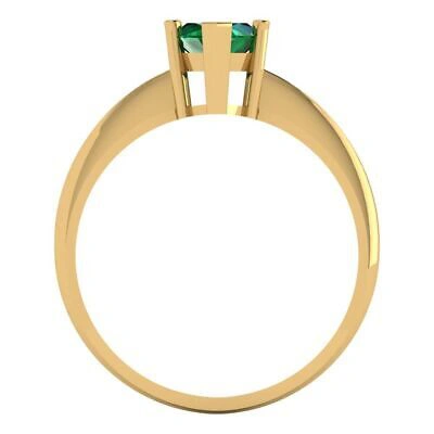 Pre-owned Pucci 1.5 Marquise Cut Designer Statement Simulated Emerald Ring Solid 14k Yellow Gold