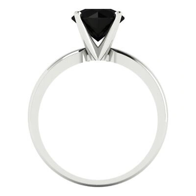 Pre-owned Pucci 1.5ct Round Cut Natural Onyx Real 18k White Gold Statement Wedding Bridal Ring