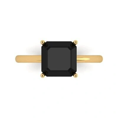 Pre-owned Pucci 2.5 Asscher Modern Statement Bridal Natural Onyx Ring Solid 14k Yellow Gold