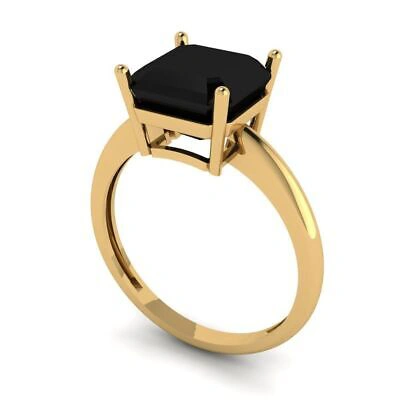 Pre-owned Pucci 2.5 Asscher Modern Statement Bridal Natural Onyx Ring Solid 14k Yellow Gold