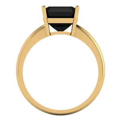 Pre-owned Pucci 2.5 Asscher Modern Statement Bridal Natural Onyx Ring Solid 14k Yellow Gold