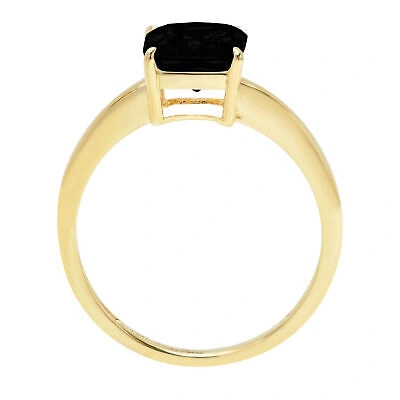 Pre-owned Pucci 2.5 Asscher Modern Statement Bridal Natural Onyx Ring Solid 14k Yellow Gold
