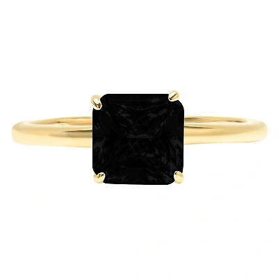 Pre-owned Pucci 2.5 Asscher Modern Statement Bridal Natural Onyx Ring Solid 14k Yellow Gold