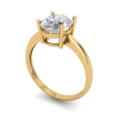 Pre-owned Pucci 2 Ct Oval Designer Statement Bridal Classic Ring 14k Yellow Gold Real Moissanite