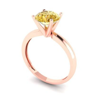 Pre-owned Pucci 1.50 Ct Round Cut Simulated Yellow Stone Wedding Promise Ring 14k Rose Gold