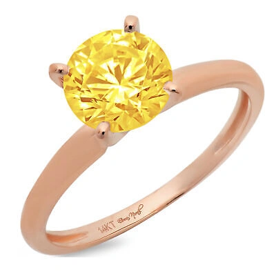 Pre-owned Pucci 1.50 Ct Round Cut Simulated Yellow Stone Wedding Promise Ring 14k Rose Gold