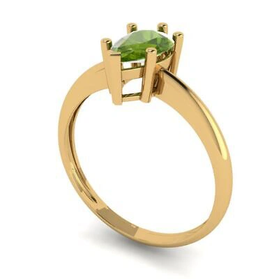 Pre-owned Pucci 1 Ct Pear Designer Statement Bridal Natural Peridot Ring Solid 14k Yellow Gold