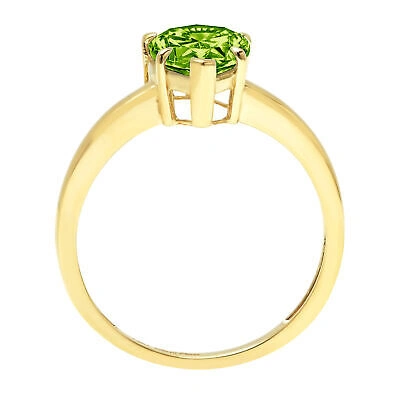 Pre-owned Pucci 1 Ct Pear Designer Statement Bridal Natural Peridot Ring Solid 14k Yellow Gold
