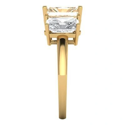 Pre-owned Pucci 4 Emerald 3stone Natural Morganite Classic Bridal Designer Ring 14k Yellow Gold