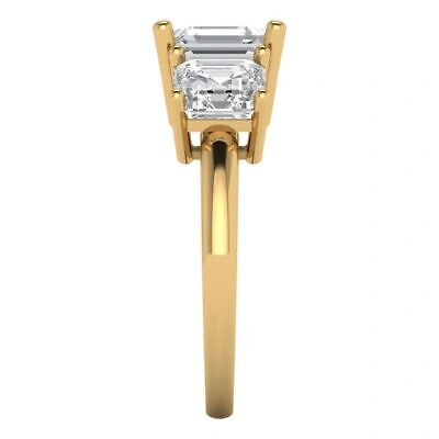 Pre-owned Pucci 3.05ct Emerald 3-stone Simulated Engagement Wedding Anniversary Ring 14k Gold In D