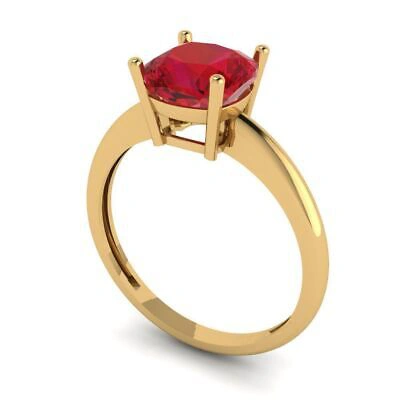 Pre-owned Pucci 2ct Cushion Cut Simulated Ruby Stone Wedding Bridal Promise Ring 14k Yellow Gold