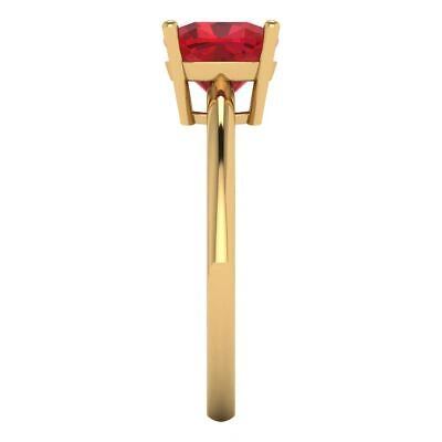 Pre-owned Pucci 2ct Cushion Cut Simulated Ruby Stone Wedding Bridal Promise Ring 14k Yellow Gold