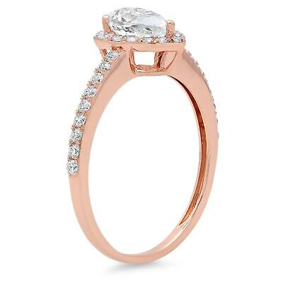 Pre-owned Pucci 1.22 Ct Pear Cut Moissanite Classic Bridal Statement Designer Ring 14k Rose Gold In White/colorless