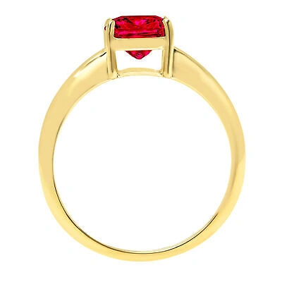 Pre-owned Pucci 2ct Cushion Cut Simulated Ruby Stone Wedding Bridal Promise Ring 14k Yellow Gold