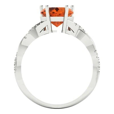 Pre-owned Pucci 2.19 Ct Heart Twisted Halo Ruby Simulated Promise Wedding Ring 14k White Gold