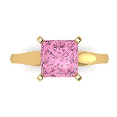 Pre-owned Pucci 2.5 Ct Princess Cut Simulated Pink Stone Wedding Promise Ring 14k Yellow Gold