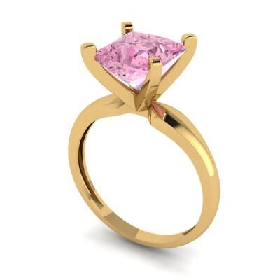 Pre-owned Pucci 2.5 Ct Princess Cut Simulated Pink Stone Wedding Promise Ring 14k Yellow Gold