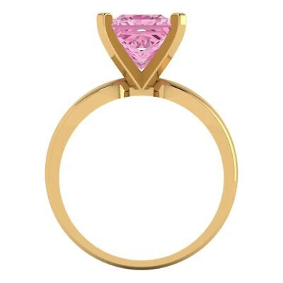 Pre-owned Pucci 2.5 Ct Princess Cut Simulated Pink Stone Wedding Promise Ring 14k Yellow Gold