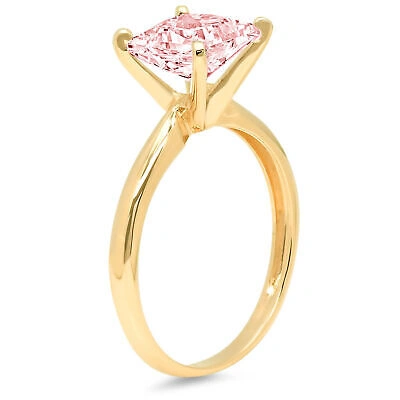 Pre-owned Pucci 2.5 Ct Princess Cut Simulated Pink Stone Wedding Promise Ring 14k Yellow Gold