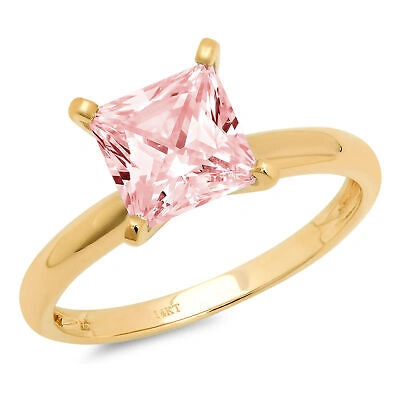Pre-owned Pucci 2.5 Ct Princess Cut Simulated Pink Stone Wedding Promise Ring 14k Yellow Gold
