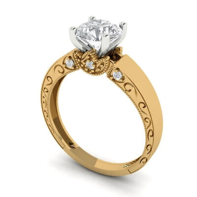 Pre-owned Pucci 1.6ct Round Cut Wedding Simulated Engagement Anniversary Ring 14k Two-tone Gold In D