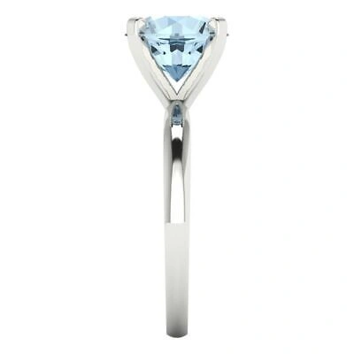 Pre-owned Pucci 3 Ct Round Cut Designer Statement Bridal Natural Aquamarine Ring 14k White Gold