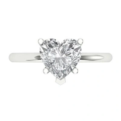 Pre-owned Pucci 2 Ct Heart Statement Bridal Ring 14k White Gold Lab Created White Sapphire In White/colorless