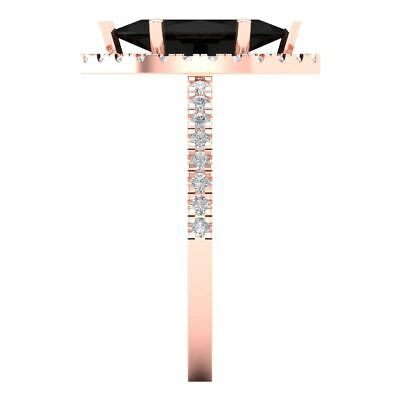 Pre-owned Pucci 2.38ct Marquise Cut Onyx Real 18k Pink Gold Halo Statement Wedding Bridal Ring