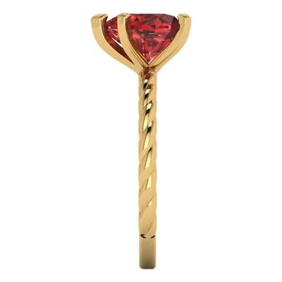 Pre-owned Pucci 2 Heart Cut Red Garnet Designer Rope Statement Classic Ring Real 14k Yellow Gold