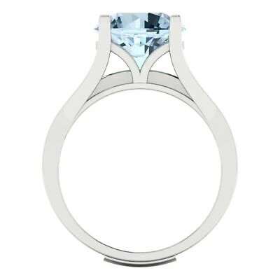 Pre-owned Pucci 2.89ct Round Sky Blue Topaz Wedding Statement Ring Set Sliding 14k White Gold