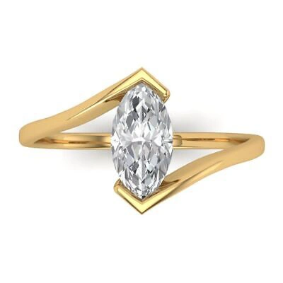 Pre-owned Pucci 1.9ct Marquise White Simulated Statement Promise Swirl Ring 14k Yellow Gold